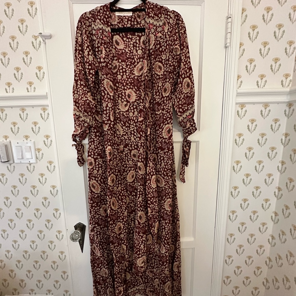 Floral Burgundy Maxi Wrap Dress